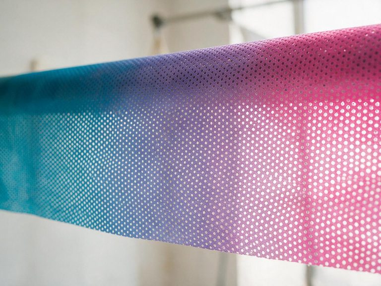 Detalle a contraluz de una lona mesh microperforada impresa